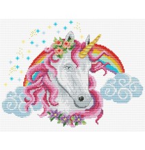 Siuvinėjimo kryželiu rinkinys RAINBOW UNICORN 26,10x20