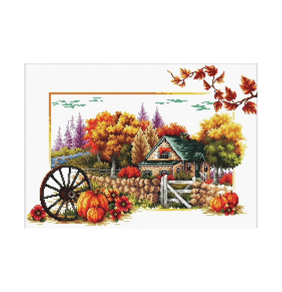 Siuvinėjimo kryželiu rinkinys AUTUMN FARM 42x29