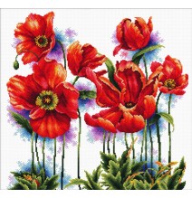 Siuvinėjimo kryželiu rinkinys LOVELY POPPIES 40x40