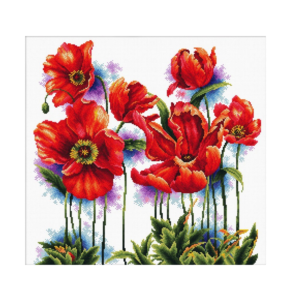 Siuvinėjimo kryželiu rinkinys LOVELY POPPIES 40x40