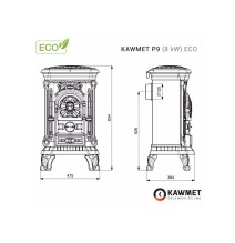 Ketaus krosnelė-viryklė KAWMET P9 (8 kW) ECO