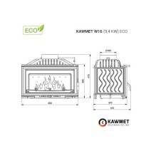 Ketaus įdėklas židiniui KAWMET W16 9,4 kW ECO