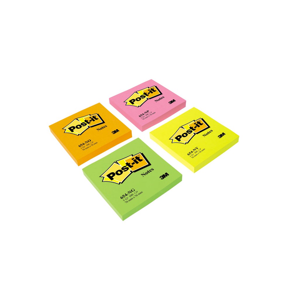 Lipnūs lapeliai Post-it Neon, 76 x 76 mm, 100 lapelių, žalia