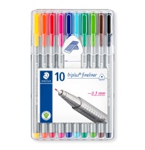 Rašiklis STAEDTLER TRIPLUS FINELINER 334, 0,3 mm, 10 spalvų rinkinys