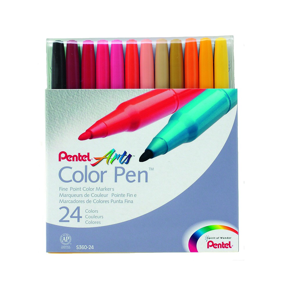 Flomasteriai PENTEL ARTS S360 24 spalvų, 1-2 mm