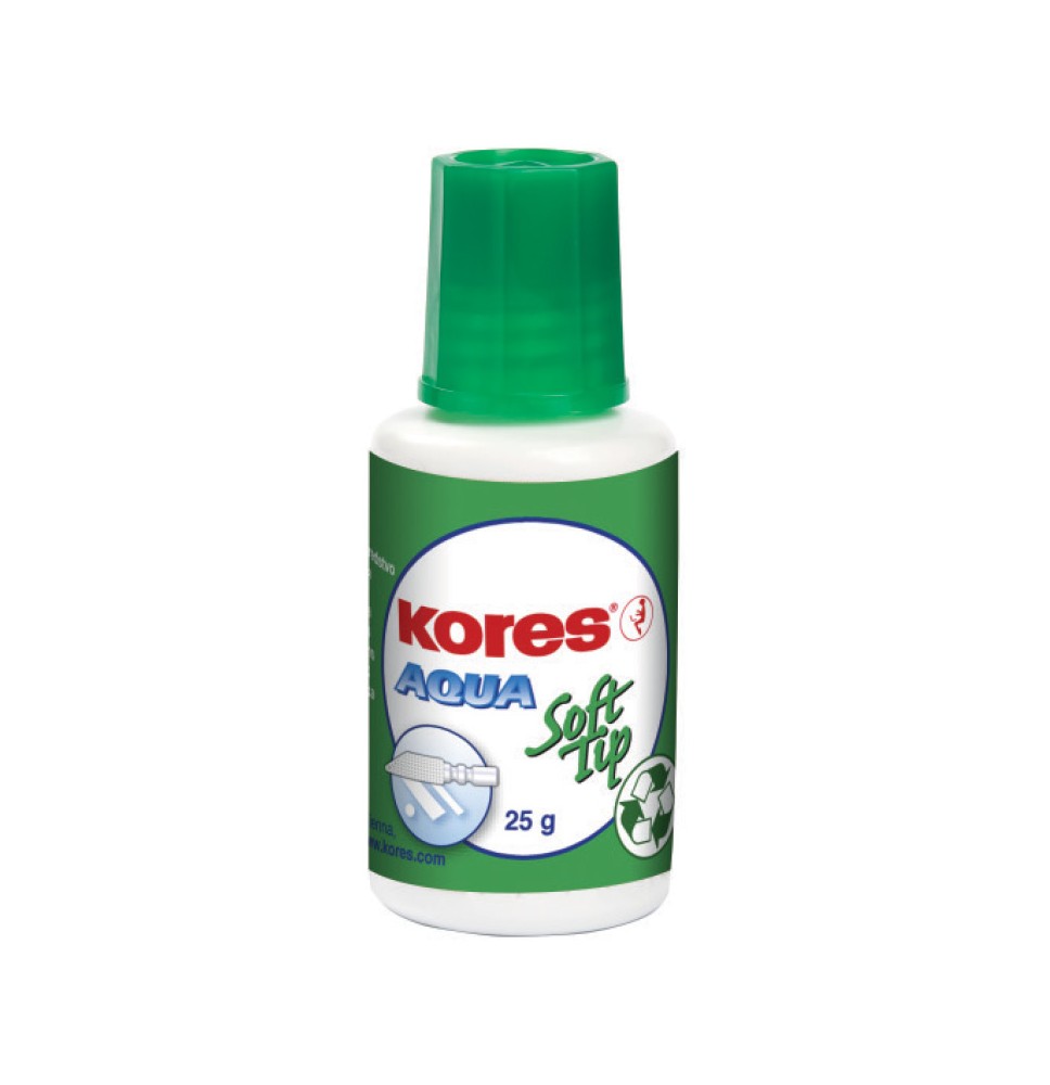 Korekcinis skystis KORES AQUA, 25 ml,  su minkštu galiuku