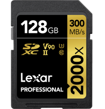 LEXAR PRO 2000X SDHC/SDXC UHS-II U3(V90) R300/W260 (W/O CARDREADER) 128GB