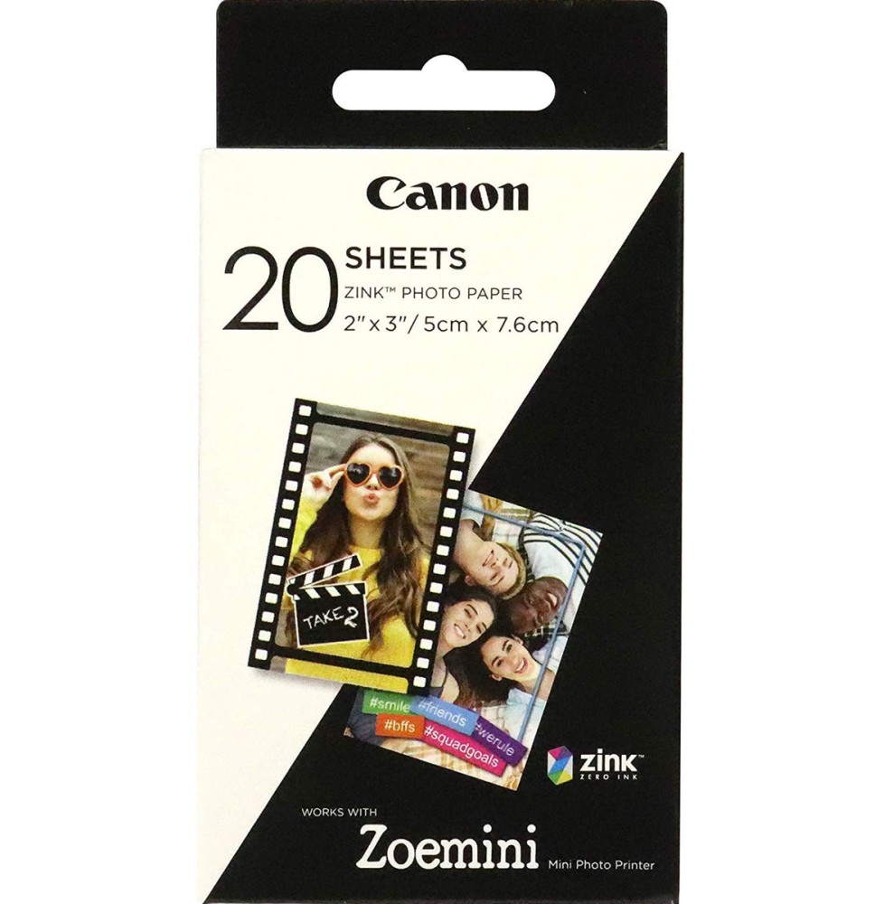 Canon 20 sheets ZP-2030 Photo Paper, White, 5 x 7.6 cm