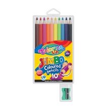 Spalvoti pieštukai, dideli, apvalūs Colorino Kids Jumbo 10 spalvų, su drožtuku