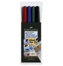 Permanentinis žymeklis CD/DVD diskams FABER CASTELL MULTIMARK M, 4 sp. komplektas