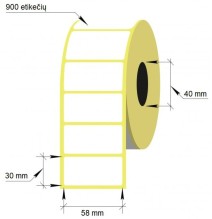 Lipnios etiketės, 58 x 30/40 mm, 900 vnt., Thermal Eco, baltos sp.