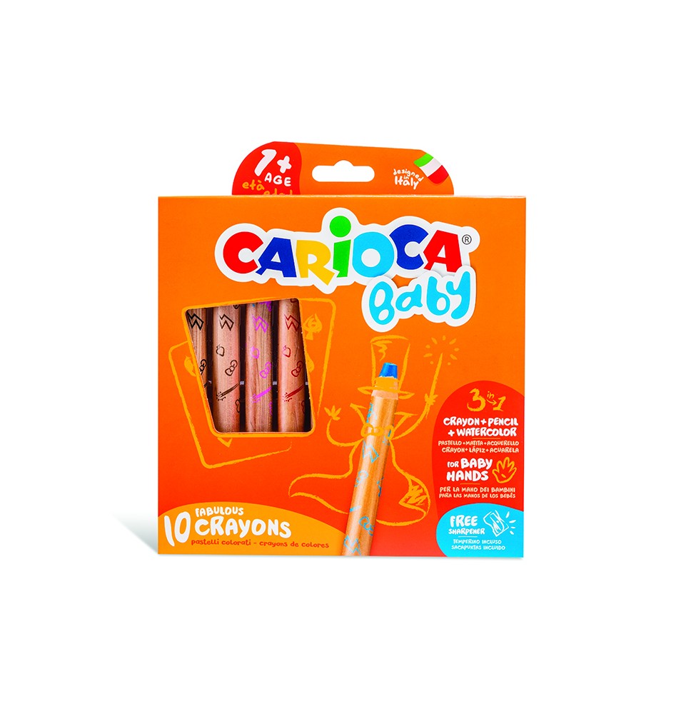 Kreidelės mažyliams CARIOCA BABY 3in1 1+, 10 vnt.