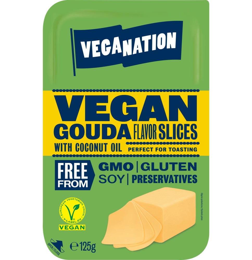 Veganiškas sūris Veganation Gouda, riekelėmis, 125 g