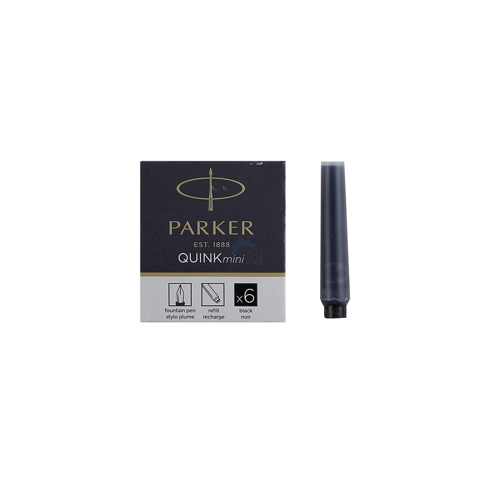 Rašalo kapsulės PARKER, trumpos, 6 vnt., juoda