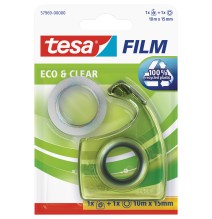 Ekologiška lipni juostelė TESA Film eco & clear, su dėklu, 15mm x 10m, skaidri