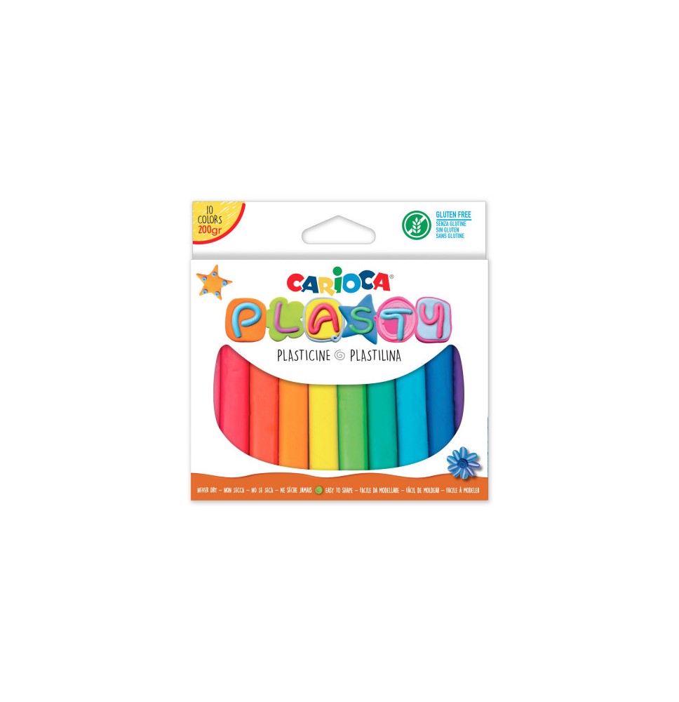 Plastilinas CARIOCA PLASTY, 200 gr, 10 vnt.