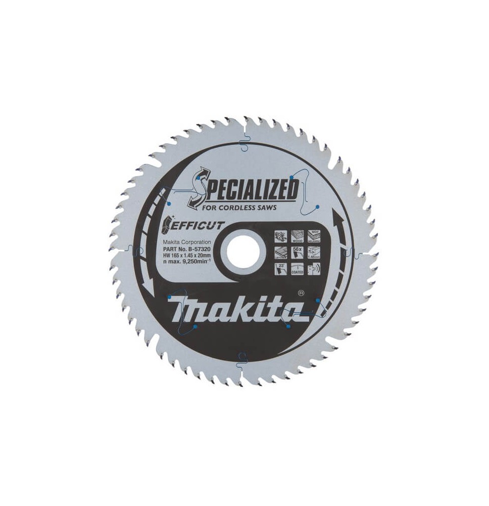 Medžio pjovimo diskas MAKITA Efficut 165x20x1,45mm 56T