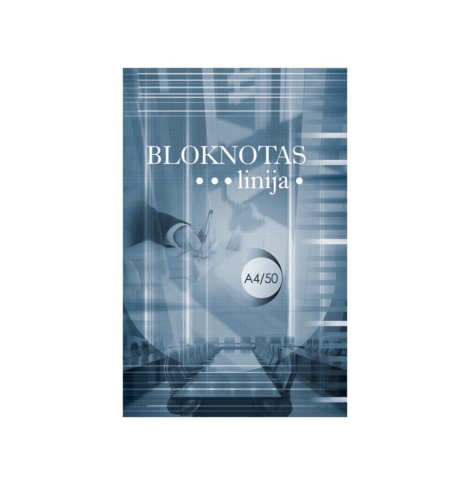 Bloknotas OFFICE, linijomis, klijuotas, A4, 50 lapų