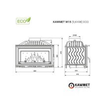 Ketaus įdėklas židiniui KAWMET W15 9,4 kW ECO