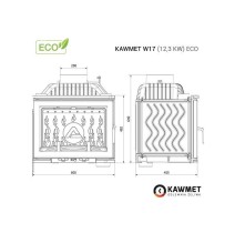 Ketaus įdėklas židiniui KAWMET W17 12,3 kW ECO