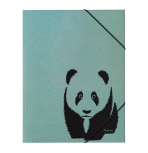 Aplankas dokumentams, sąsiuviniams PAGNA Panda, A4, su gumele, žalia sp.