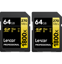 LEXAR PRO 1800X SDXC U3 (V60) UHS-II R270/W180 64GB - 2PACK