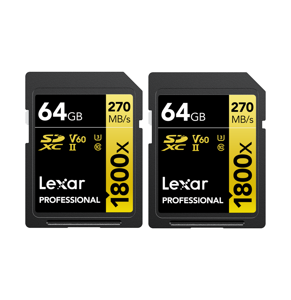 LEXAR PRO 1800X SDXC U3 (V60) UHS-II R270/W180 64GB - 2PACK