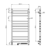 Rankšluosčių džiovintuvas Navin Classic Quadro 500x1000 Sensor juodas dešinė 12-216053-5010