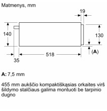 Įmontuojamasis šildymo stalčius Bosch BIC9101B1, 60 x 14 cm, Juodas