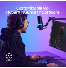 HyperX DuoCast Mikrofonas USB-C, 3.5mm jack, RGB Lighting, Juoda