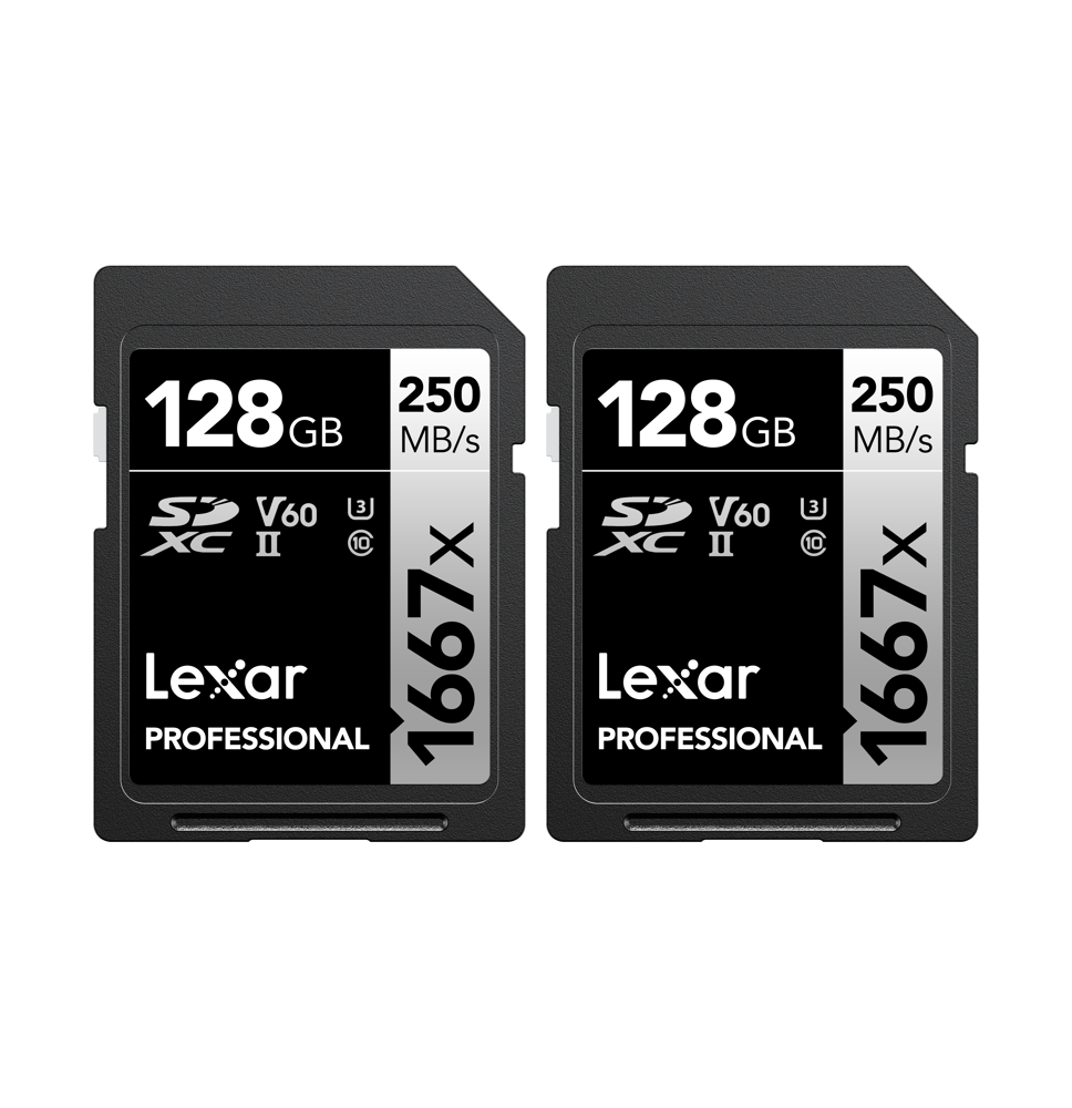 LEXAR PRO 1667X SDXC UHS-II U3 (V60) R250/W120 128G - 2PACK