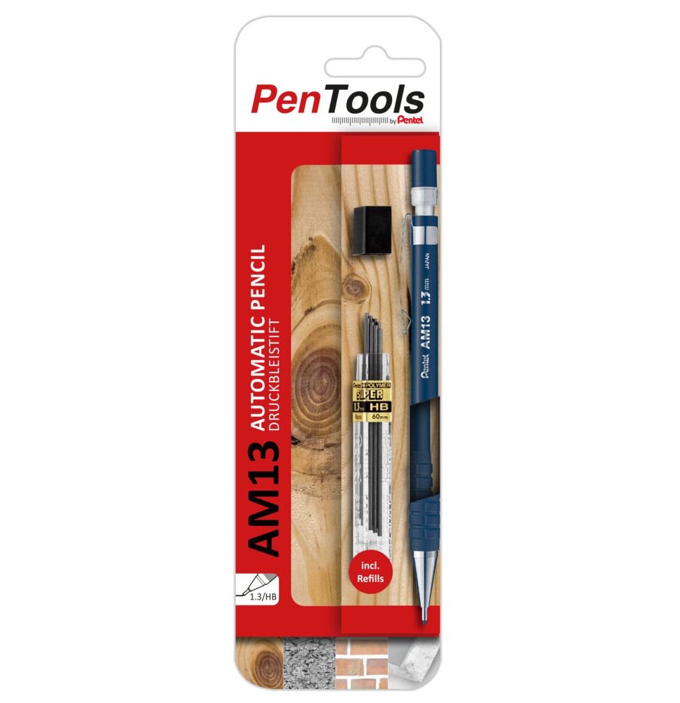 Automatinis pieštukas Pentel Tool AM13 1,3 mm HB, įsk. 8 papildymo lazdelės, 1 vnt