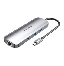 Vention USB-C do HDMI, USB-C, 2x USB 3.0, Ethernet RJ45, SD, TF, TRRS 3.5mm, PD, 15cm