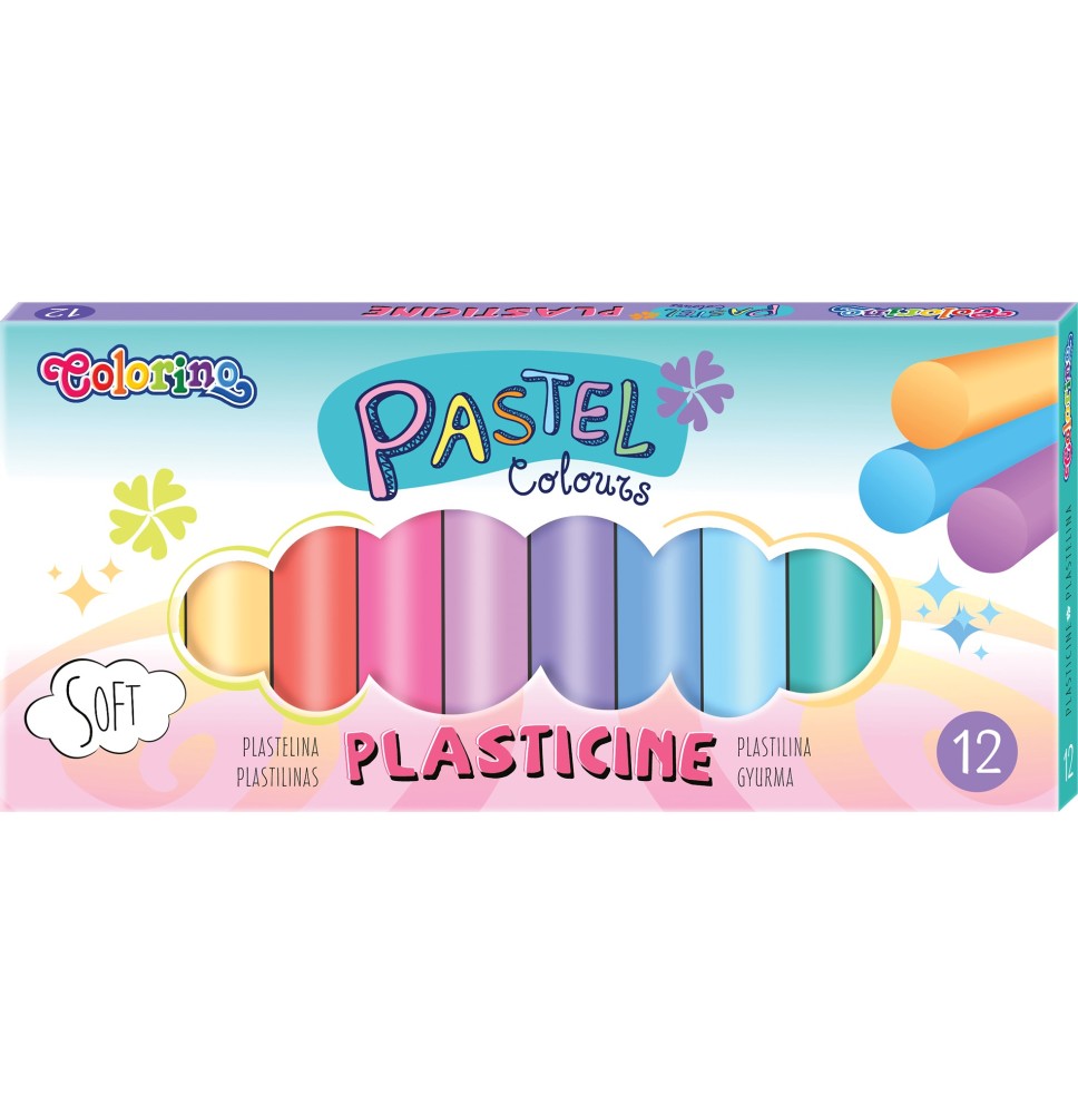 Plastilinas COLORINO Pastel, 12 pastelinių spalvų