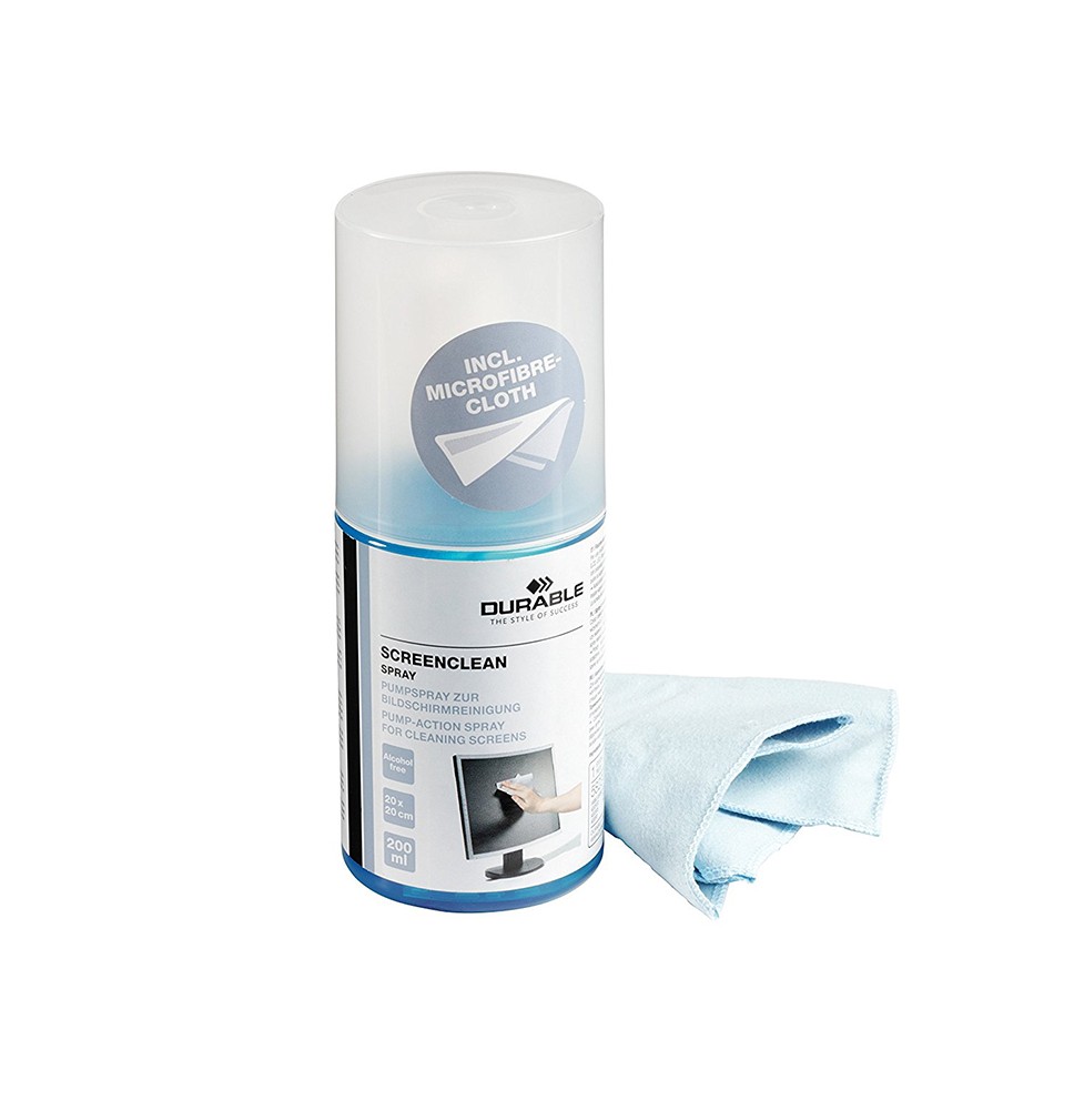 Valymo skystis DURABLE Sreenclean, 200 ml, su šluoste