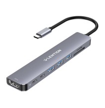 Lention 8in1 Hub USB-C to 3x USB 3.0 + SD/TF + PD + USB-C + HDMI 4K60Hz (gray)