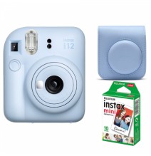 Momentinis fotoaparatas instax mini 12 PASTEL BLUE+instax mini glossy (10pl)+originalus dėklas