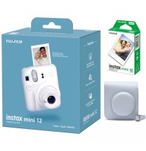 Fujifilm Instax mini 12 camera Clay White + Instax Mini Glossy (10pl) + dėklas