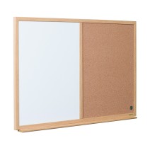 Baltoji magnetinė ir kamštinė lenta BI-OFFICE EARTH Combo 90x60, ąžuolo rėmas