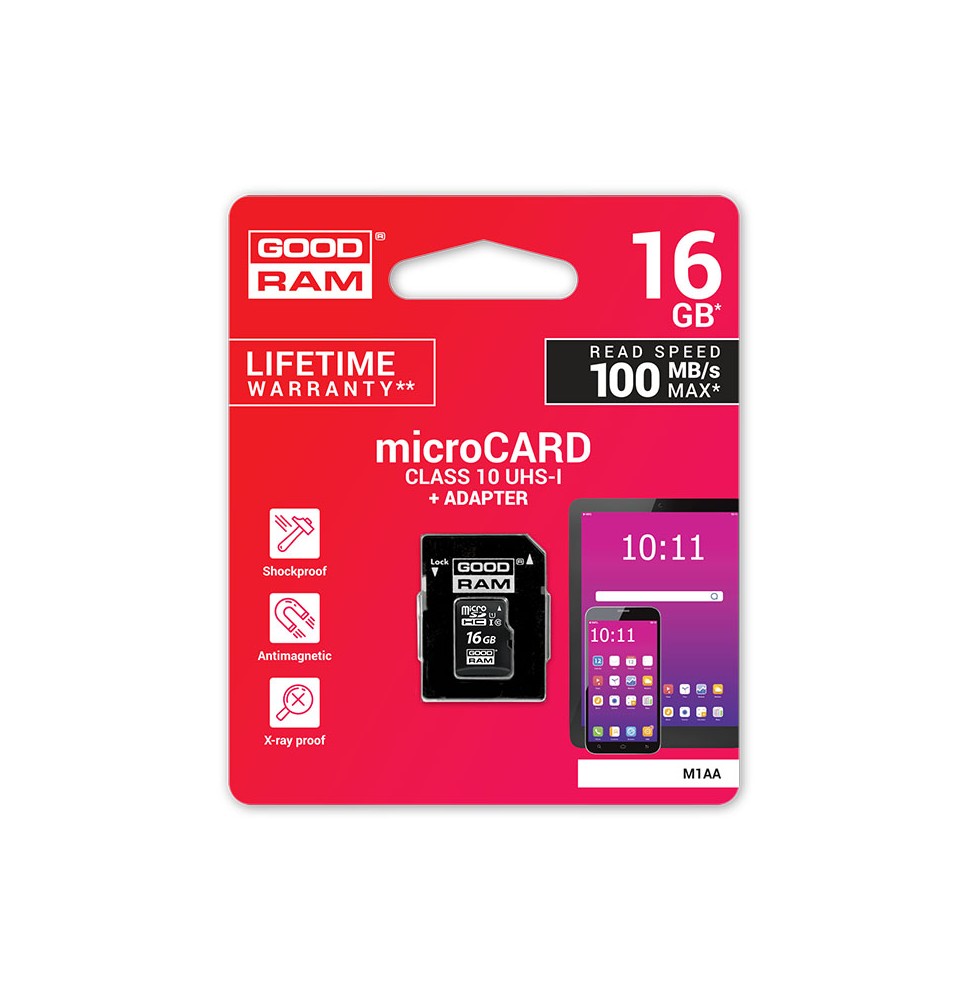 Atminties kortelė MICRO CARD cl 10 UHS I, 16GB + adapteris