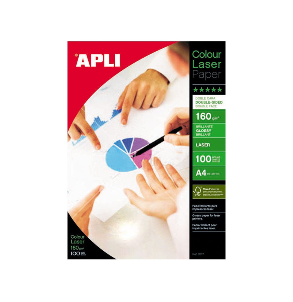 Foto popierius APLI COLOUR LASER GLOSSY, A4, 160 g/m2, 100 lapų