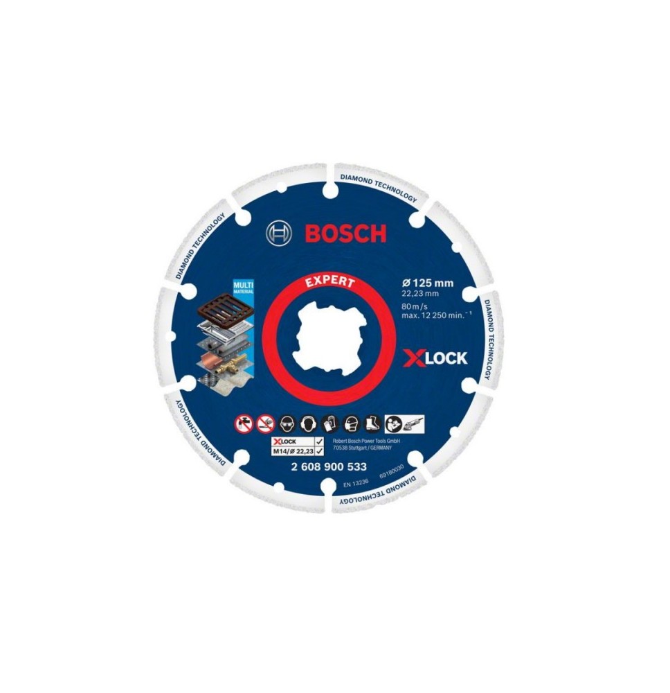 Deimantinis diskas metalui BOSCH X-LOCK 125x22,23mm