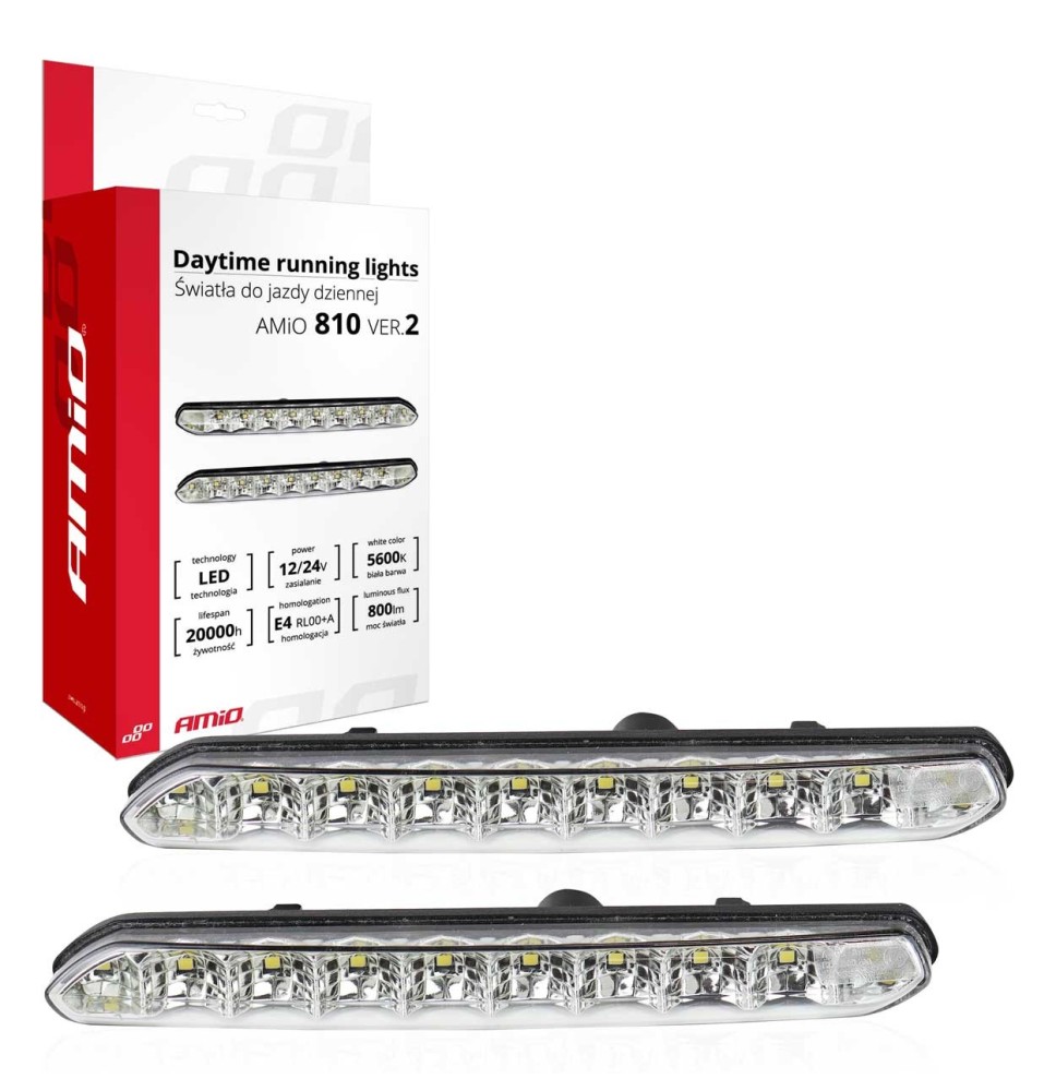 LED dienos šviesos žibintai AMIO 810 A ver. 2 12-24V