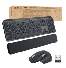 Logitech MX Keys Combo for Business Gen 2 Belaidė klaviatūra + pelė +Atrama riešui, US Int, Graphite