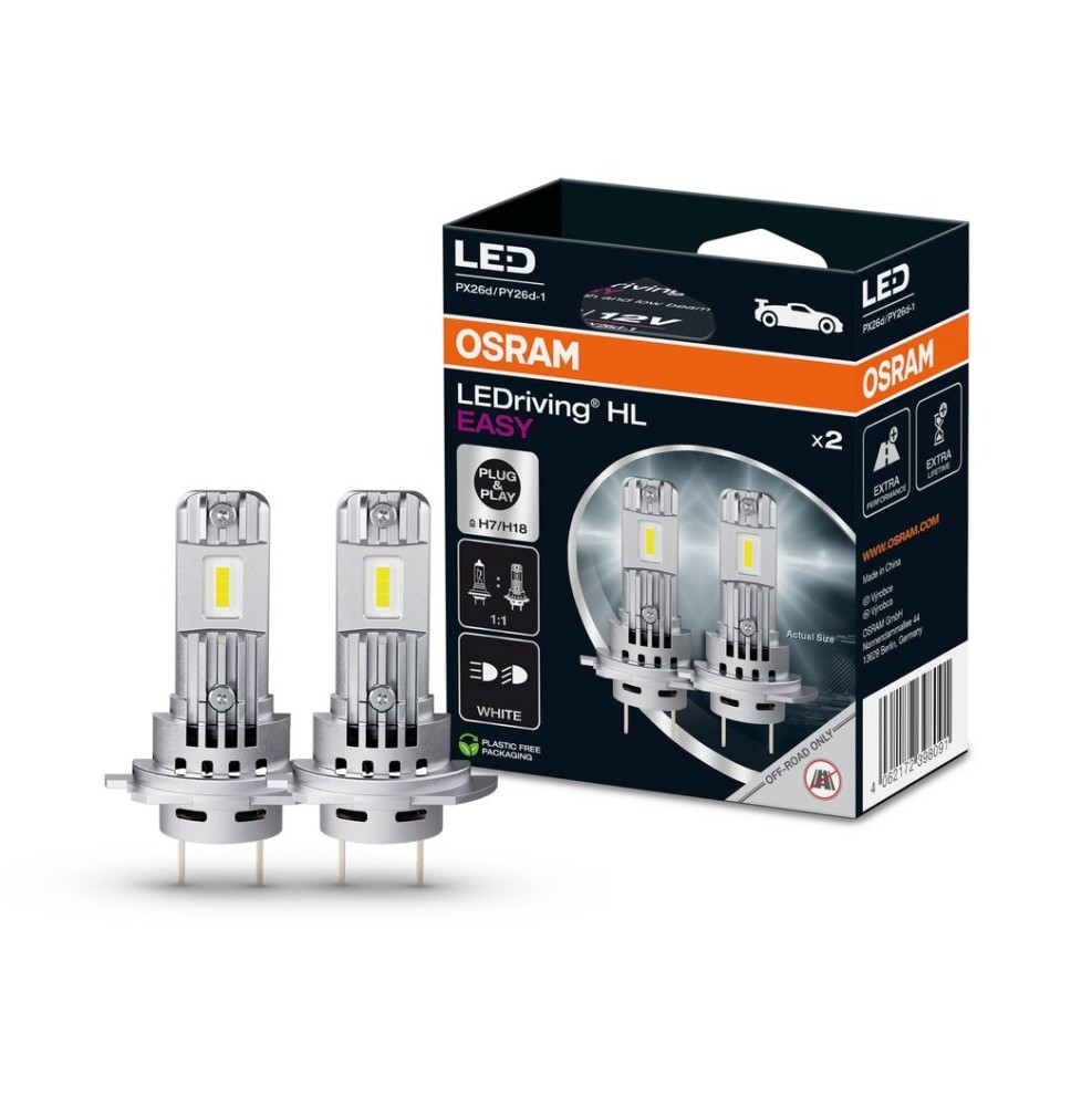 LED OSRAM H7 H18 lemputės LEDriving HL Easy | 64210DWESY-HCB