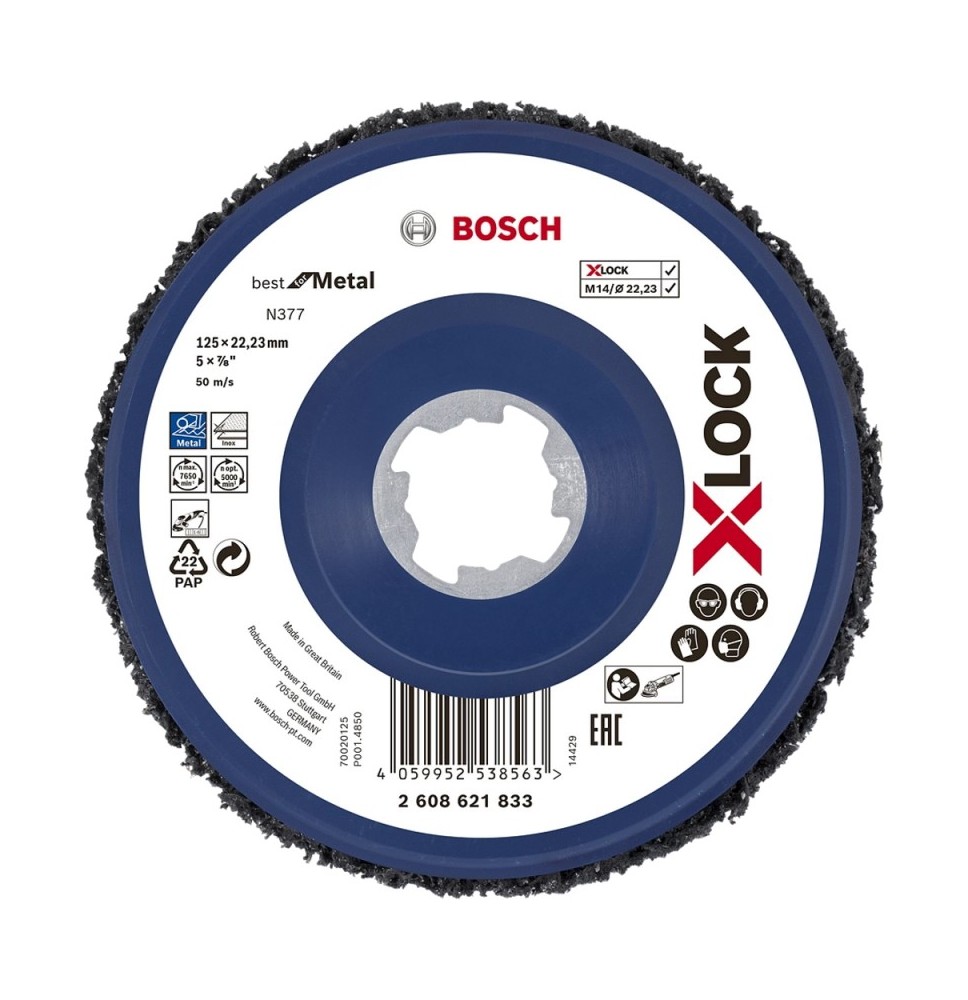 Metalo paviršių valymo diskas BOSCH N377 Metal X-Lock 125mm