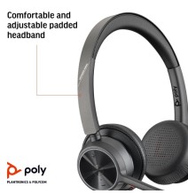 Poly Voyager 4320 MS Teams Belaidės ausinės, Bluetooth, USB-A, +BT700 dongle, Juoda