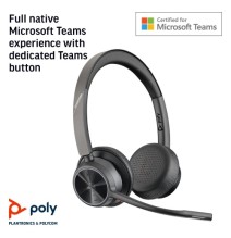 Poly Voyager 4320 MS Teams Belaidės ausinės, Bluetooth, USB-A, +BT700 dongle, Juoda