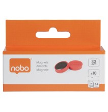 Baltosios lentos magnetai Nobo, 32mm, 10 vnt., raudonos spalvos