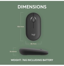 Logitech Pebble 2 M350s Belaidė pelė, RF Wireless + Bluetooth, 4000 DPI, Tonal Graphite